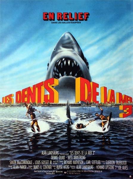 LES DENTS DE LA MER 3 Affiche du Film de 1982 Joe Alves Dennis Quaid Louis Gosset Jr.40X60 CM