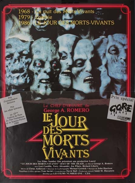 LE JOUR DES MORTS-VIVANTS Affiche originale 40X60 - 1986 - George A. Romero L. Cardille T. Alexander