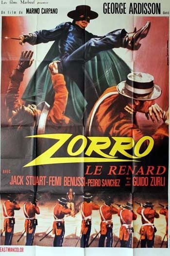 ZORRO, LE RENARD Affiche Originale 120X160 - 1968 - Marino Carpano G. Ardisson J. Stuart Vintage