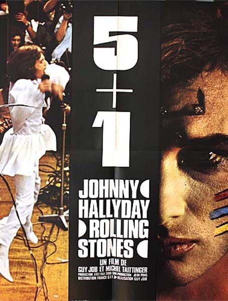 5 + 1 Affiche du film - 1970 - Johnny Hallyday + The Rolling Stones Job & Taittinger 60X80 CM
