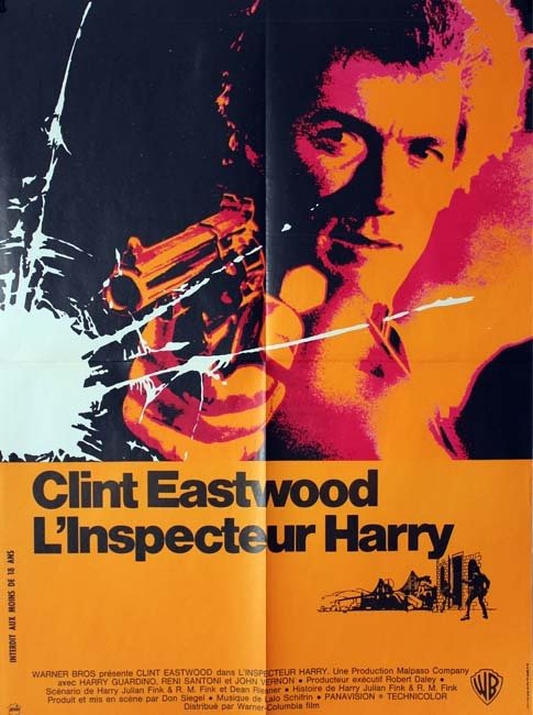 L'INSPECTEUR HARRY Affiche Originale du Film - 1971 Don Siegel Clint Eastwood 120x160 cm
